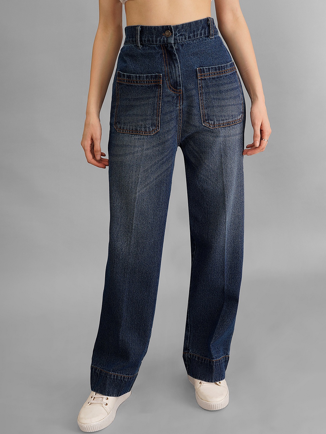 

Orchid Blues Women Blue Wide Leg High-Rise Light Fade Jeans