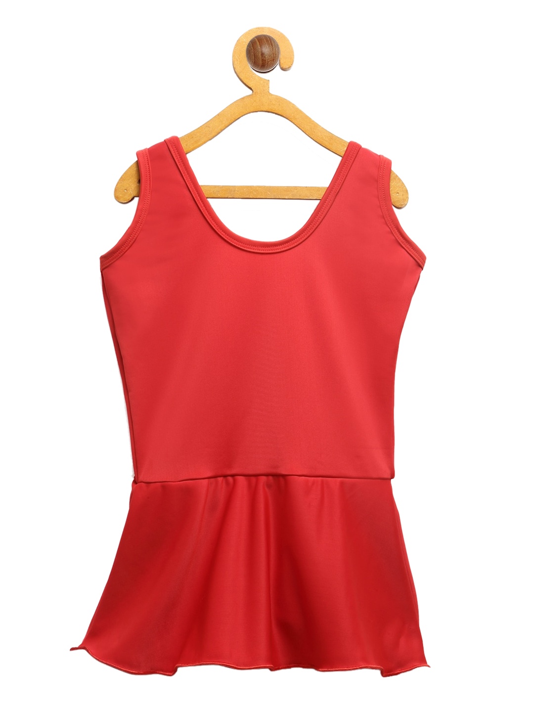 

CUKOO Girls Red Solid Swimsuit with Attached Shorts