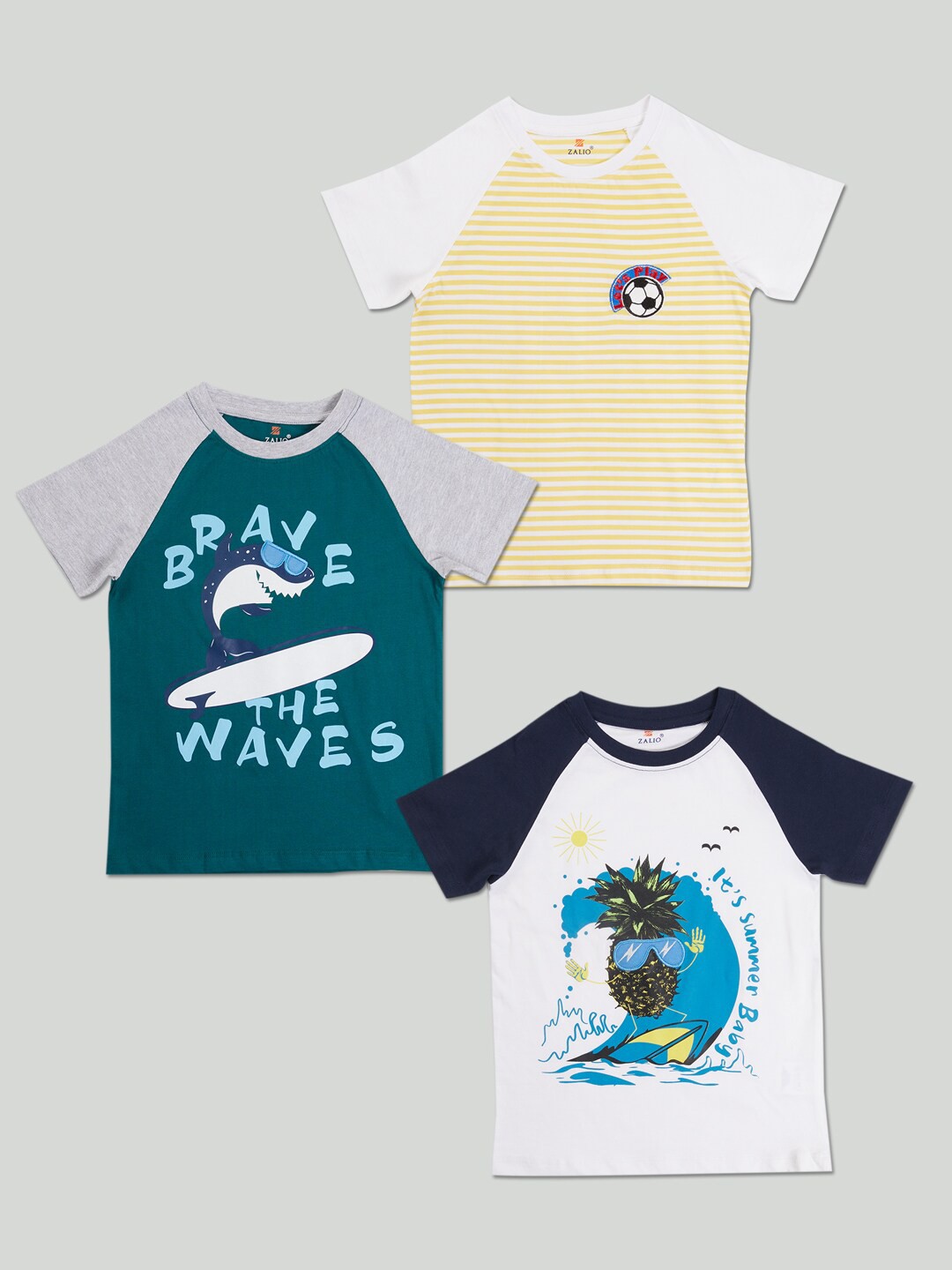 

Zalio Boys Multicoloured 3 Printed Applique T-shirt, Multi