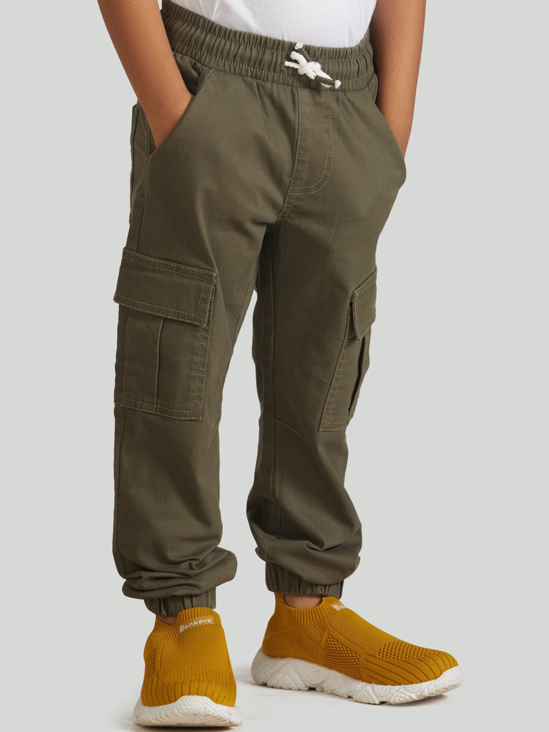 

Zalio Boys Olive Brown Joggers Trousers