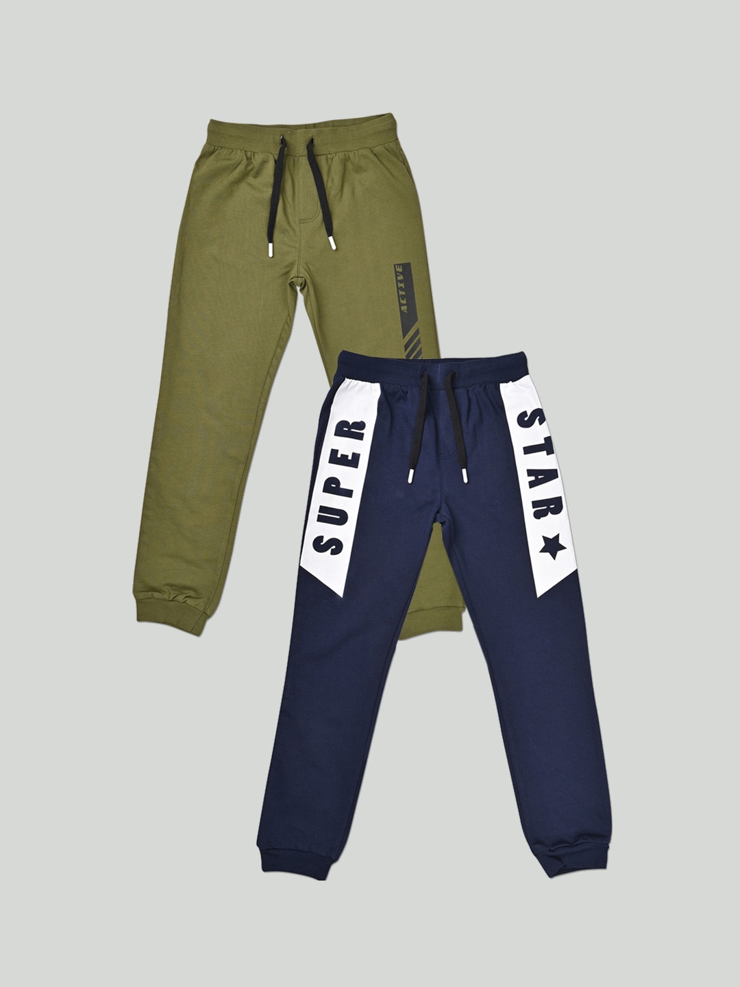 

Zalio Boys Pack Of 2 Solid Pure Cotton Joggers, Navy blue
