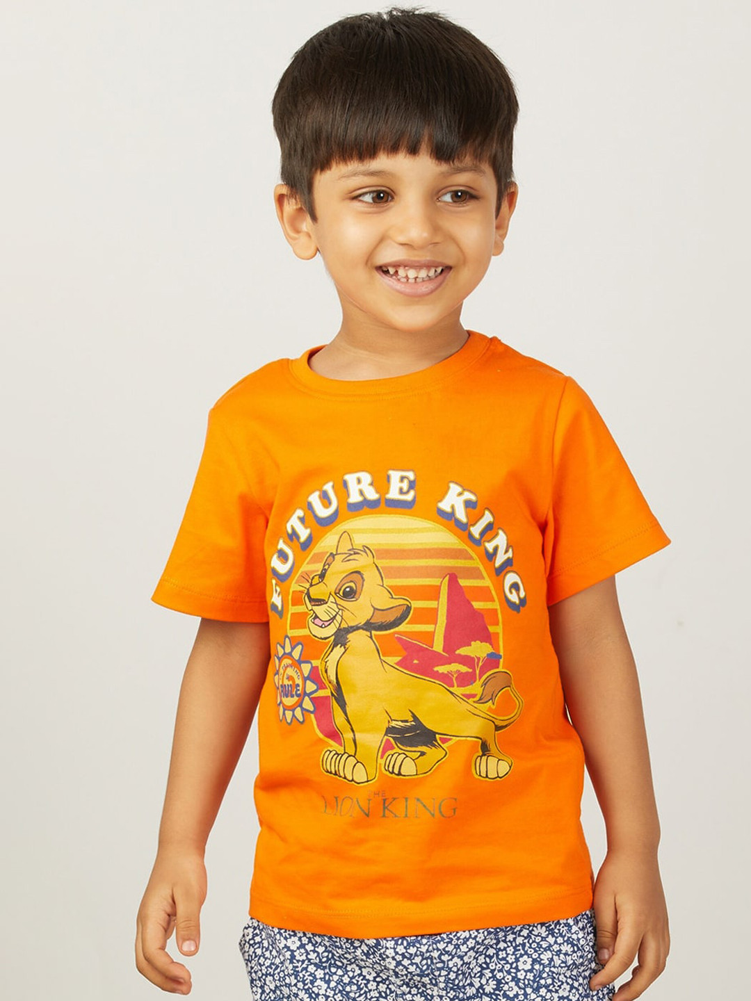 

Zalio Boys Orange Disney Lion King Printed T-shirt