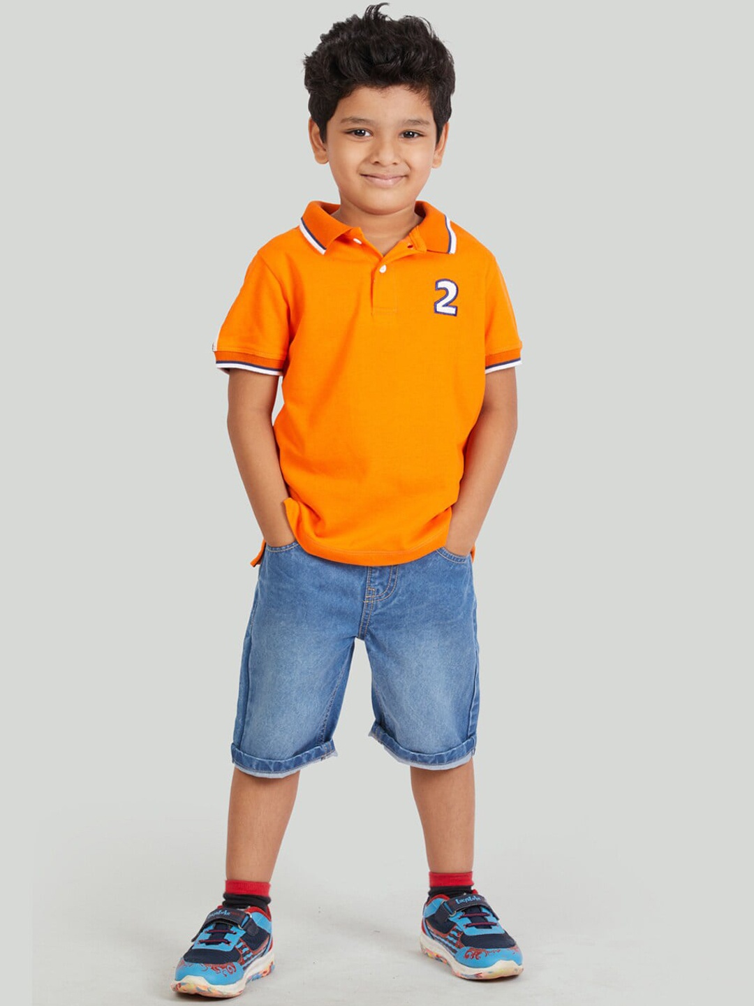 

Zalio Boys Orange & Blue T-shirt with Shorts