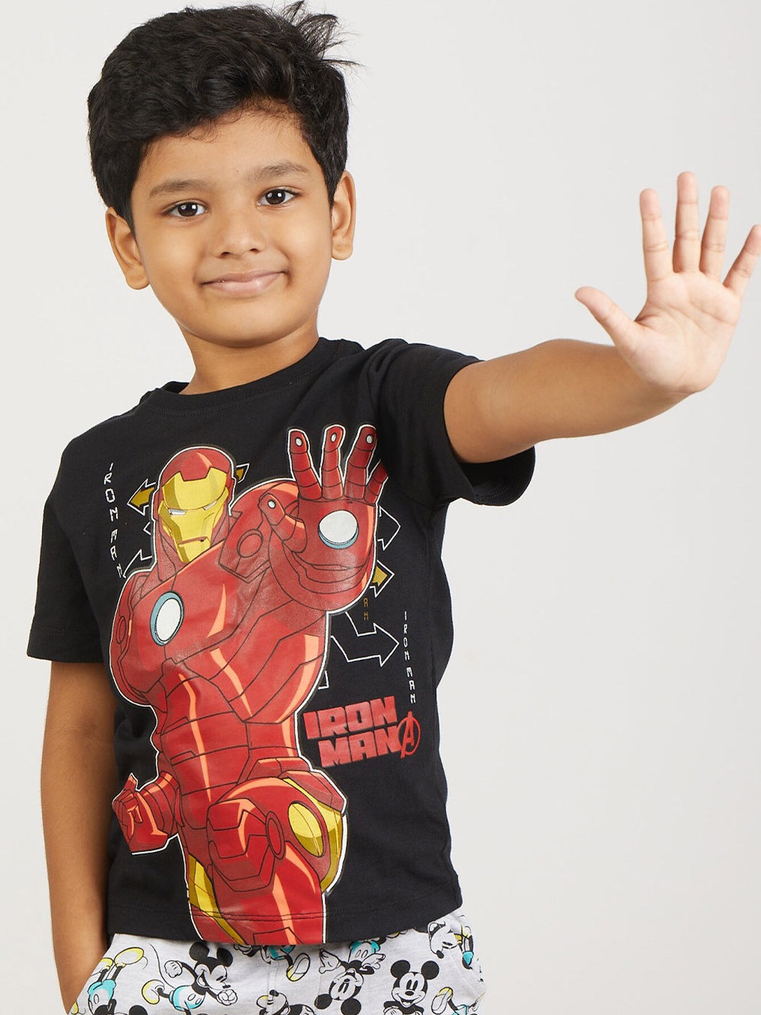 

Zalio Boys Black Iron Man Printed T-shirt