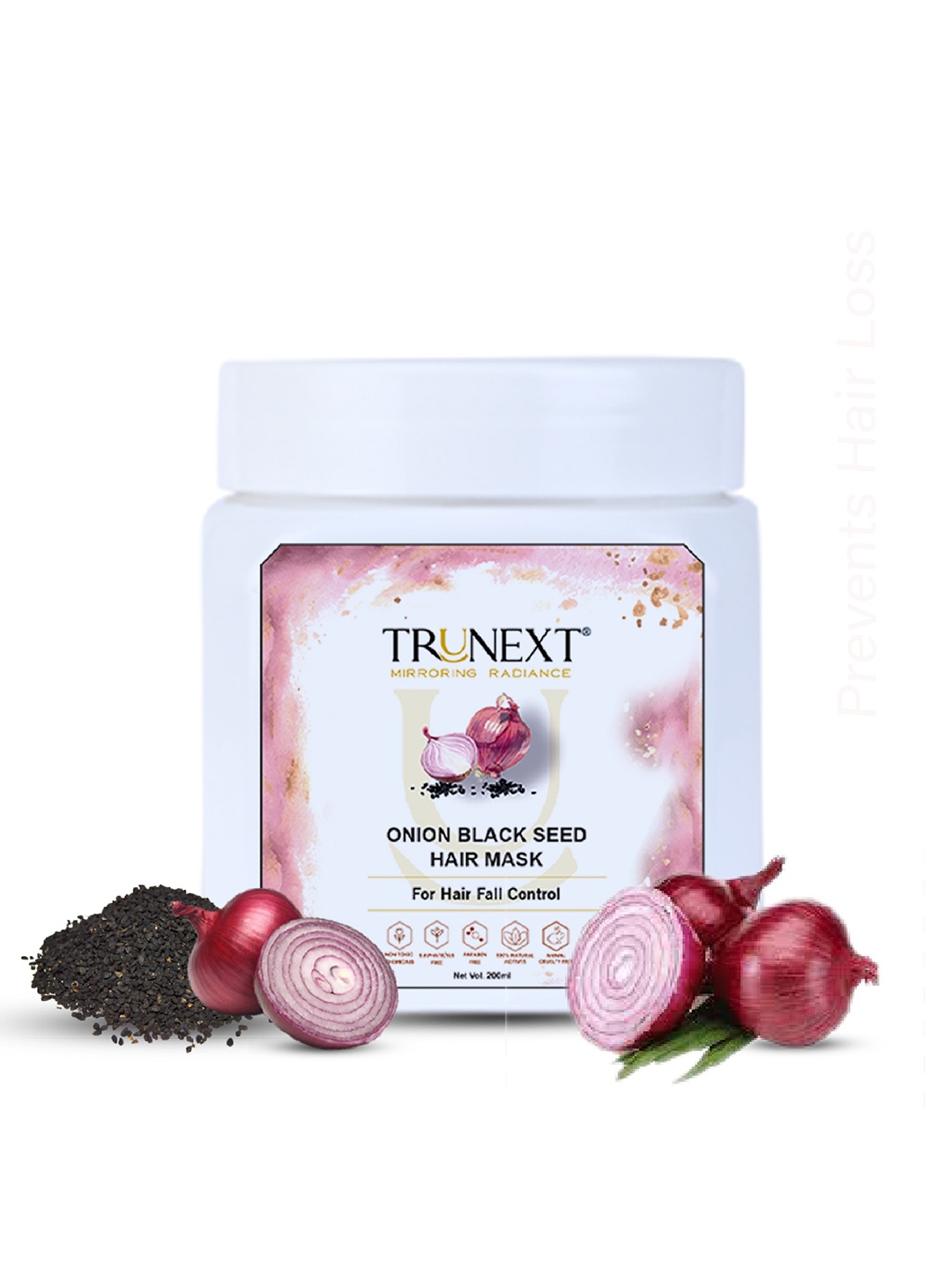 

TRUNEXT Onion Black Seed Hair Mask for Hair Fall Control - 200ml, Pink