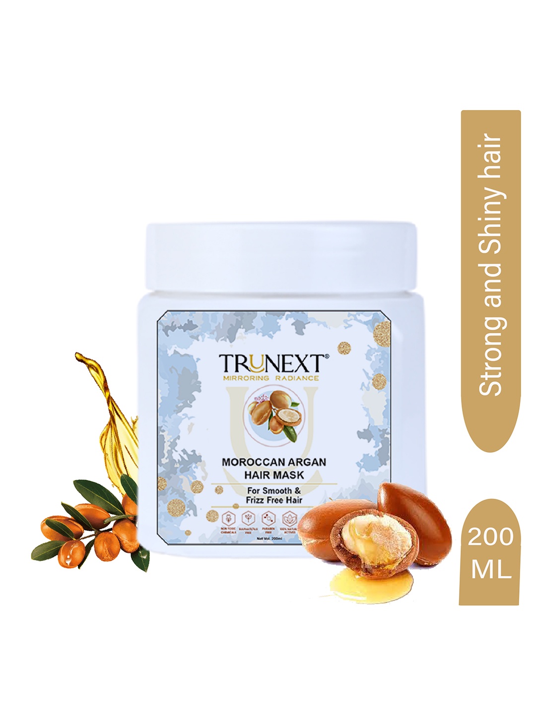 

TRUNEXT Moroccan Argan Hair Mask for Smooth & Frizz-Free Hair - 200ml, White