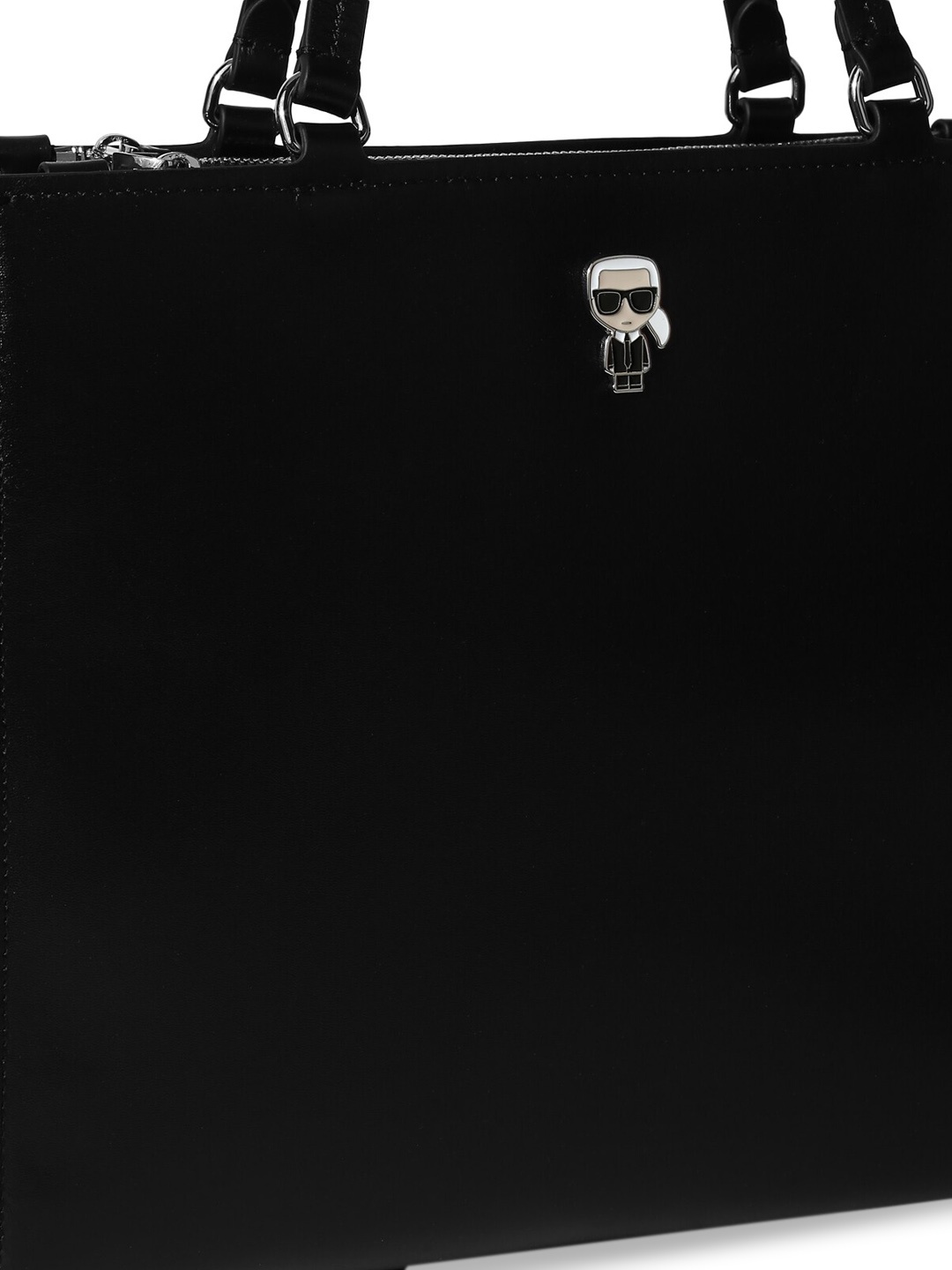 

Karl Lagerfeld Black Leather Shopper Shoulder Bag with Applique