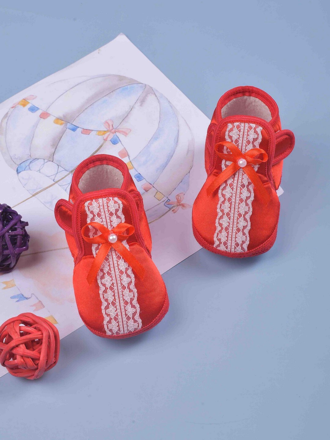 

POPLINS Infant Kids Red Solid Booties