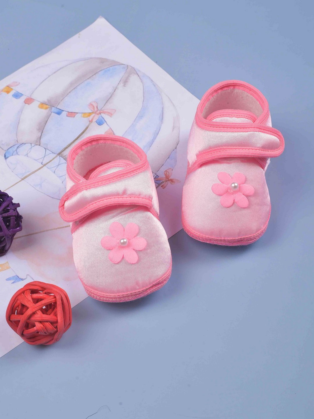 

POPLINS Unisex Infant Kids Pink Solid Cotton Booties