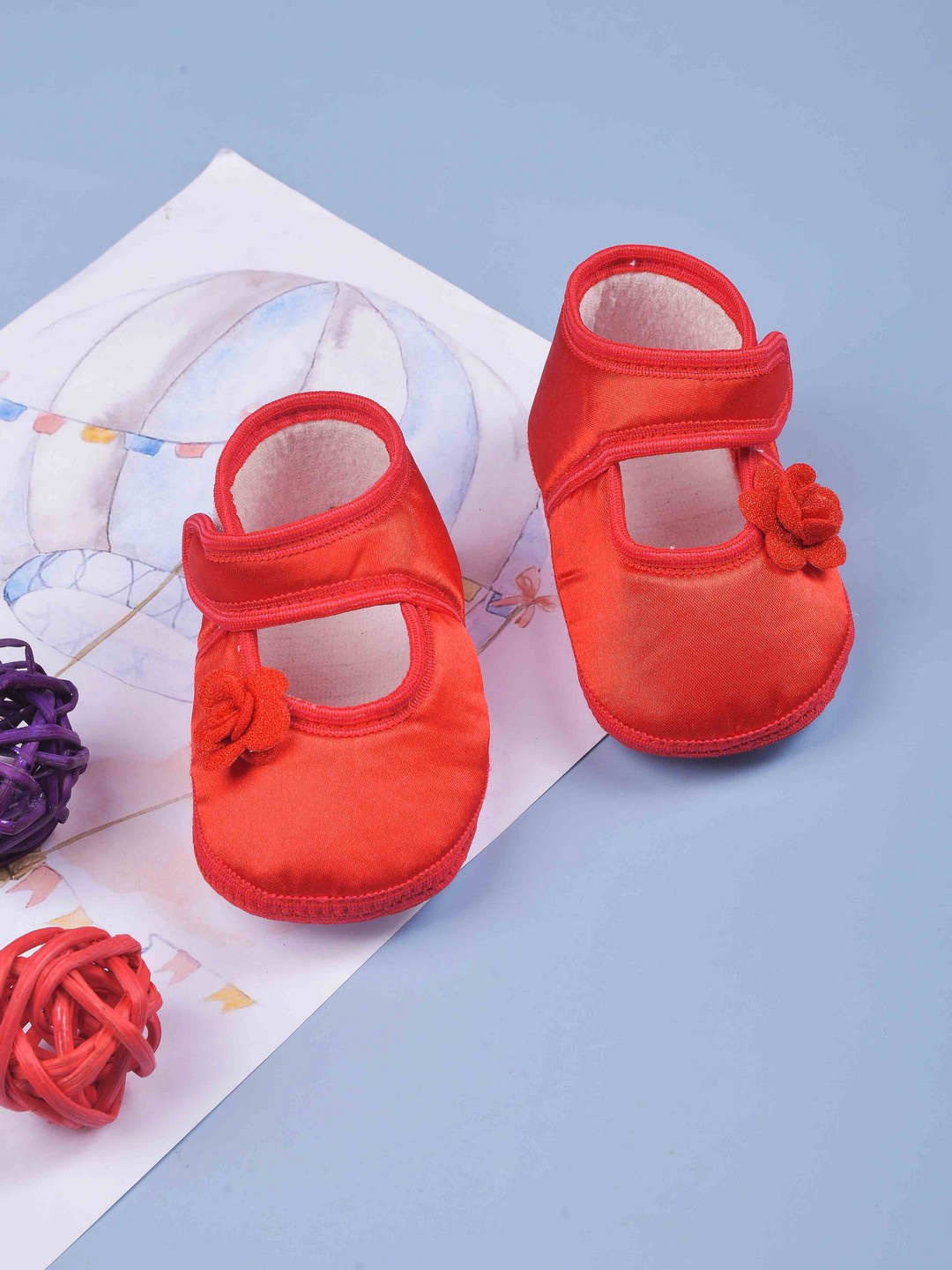 

POPLINS Infant Kids Red Solid Booties