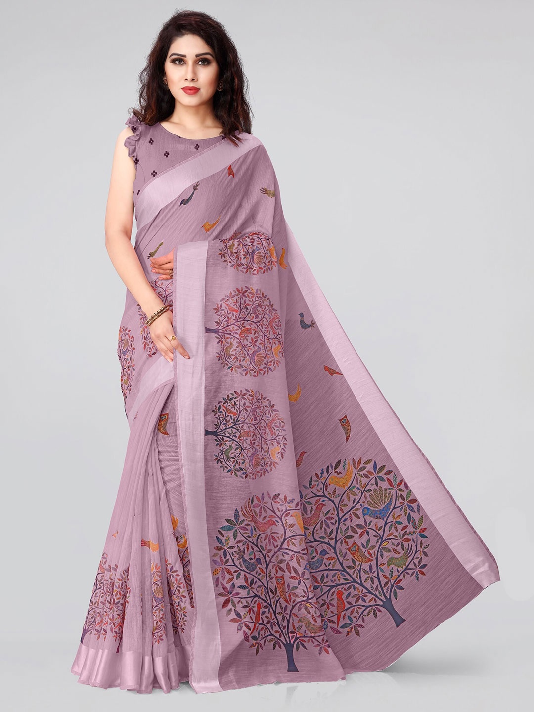 

KALINI Violet & Black Warli Saree