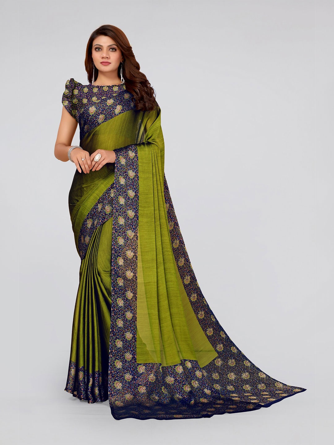 

KALINI Green & Blue Floral Saree