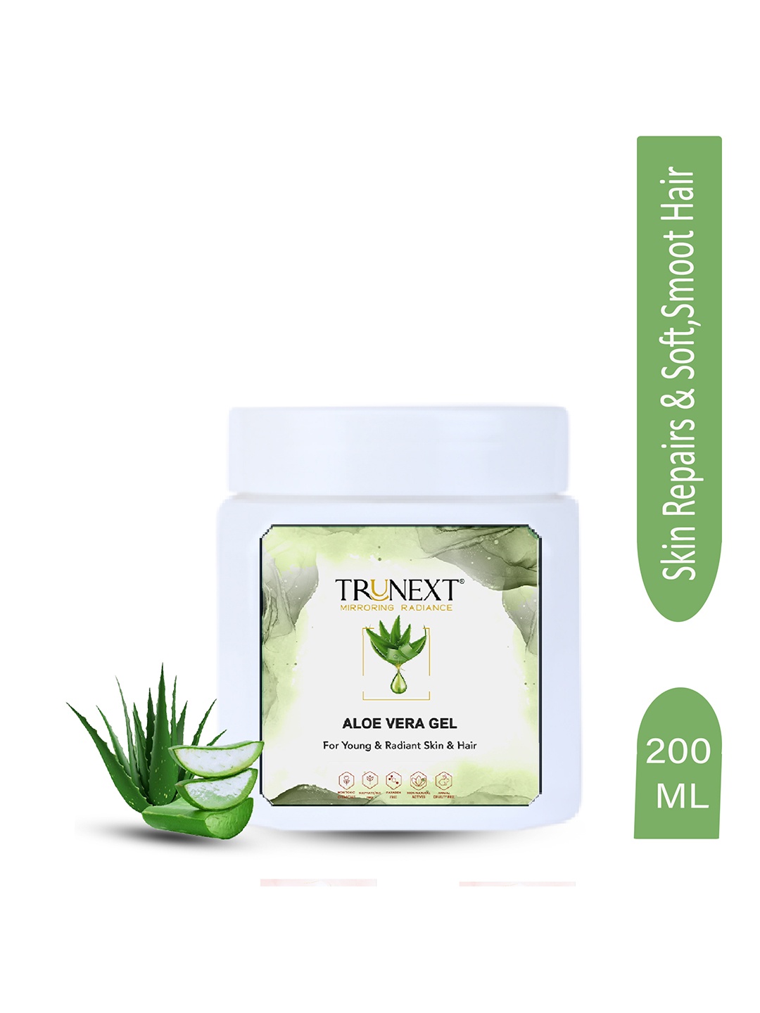 

TRUNEXT Aloe Vera Gel for Young & Radiant Skin & Hair - 200ml, White