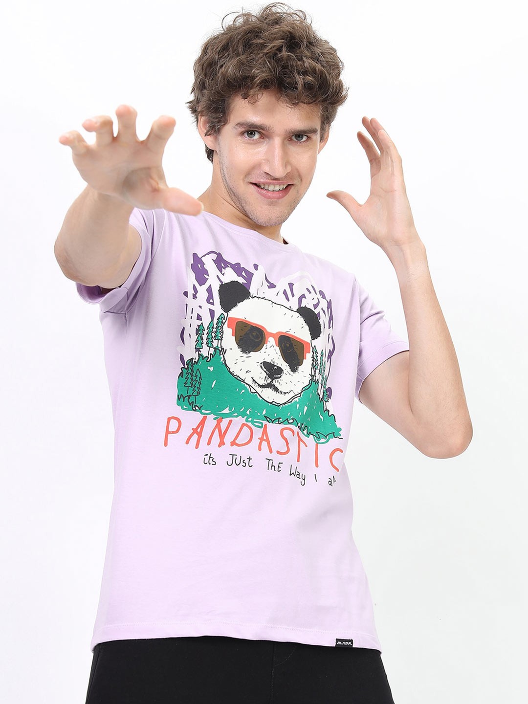 

HIGHLANDER Men Pink Printed Round Neck Slim Fit T-shirt