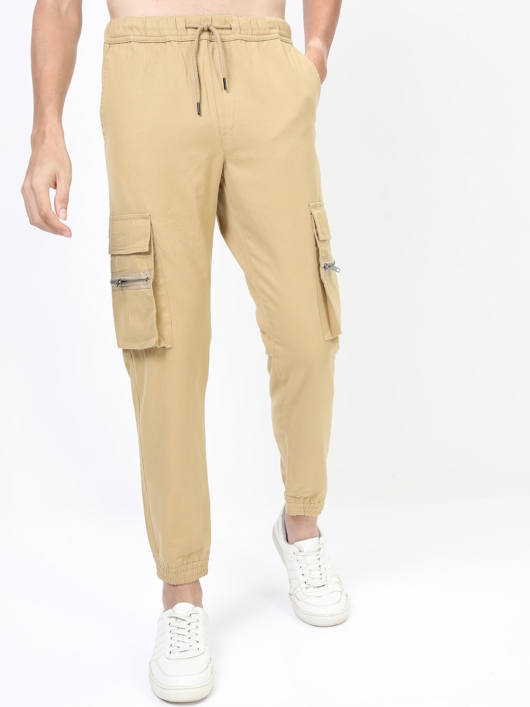 

HIGHLANDER Men Beige Easy Wash Jogger Trousers