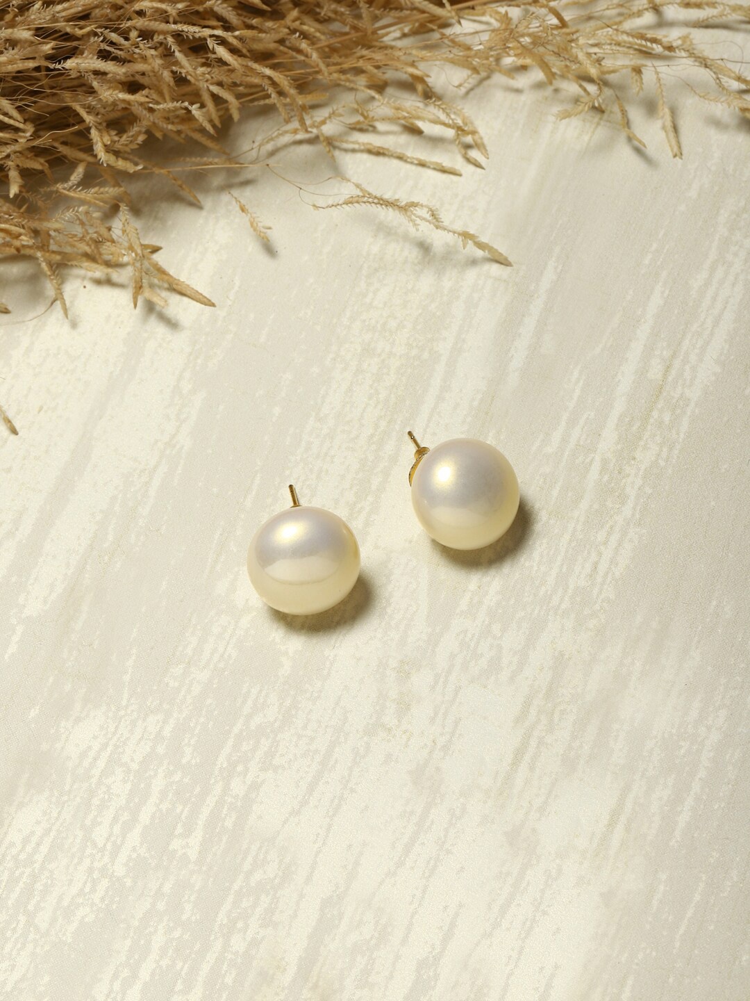 

RITU SINGH Cream-Coloured Contemporary Studs Earrings