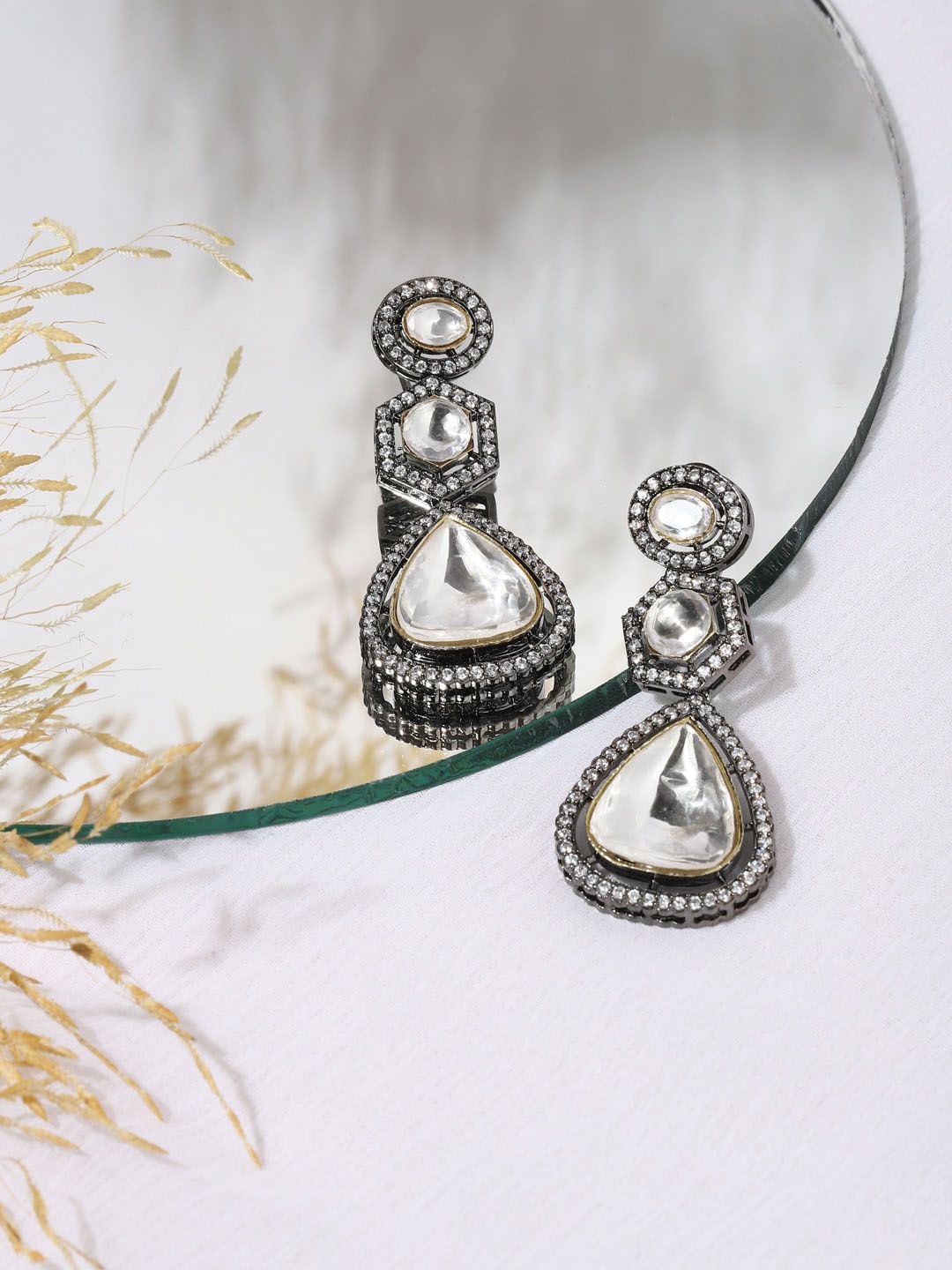 

RITU SINGH Grey Contemporary Drop Earrings