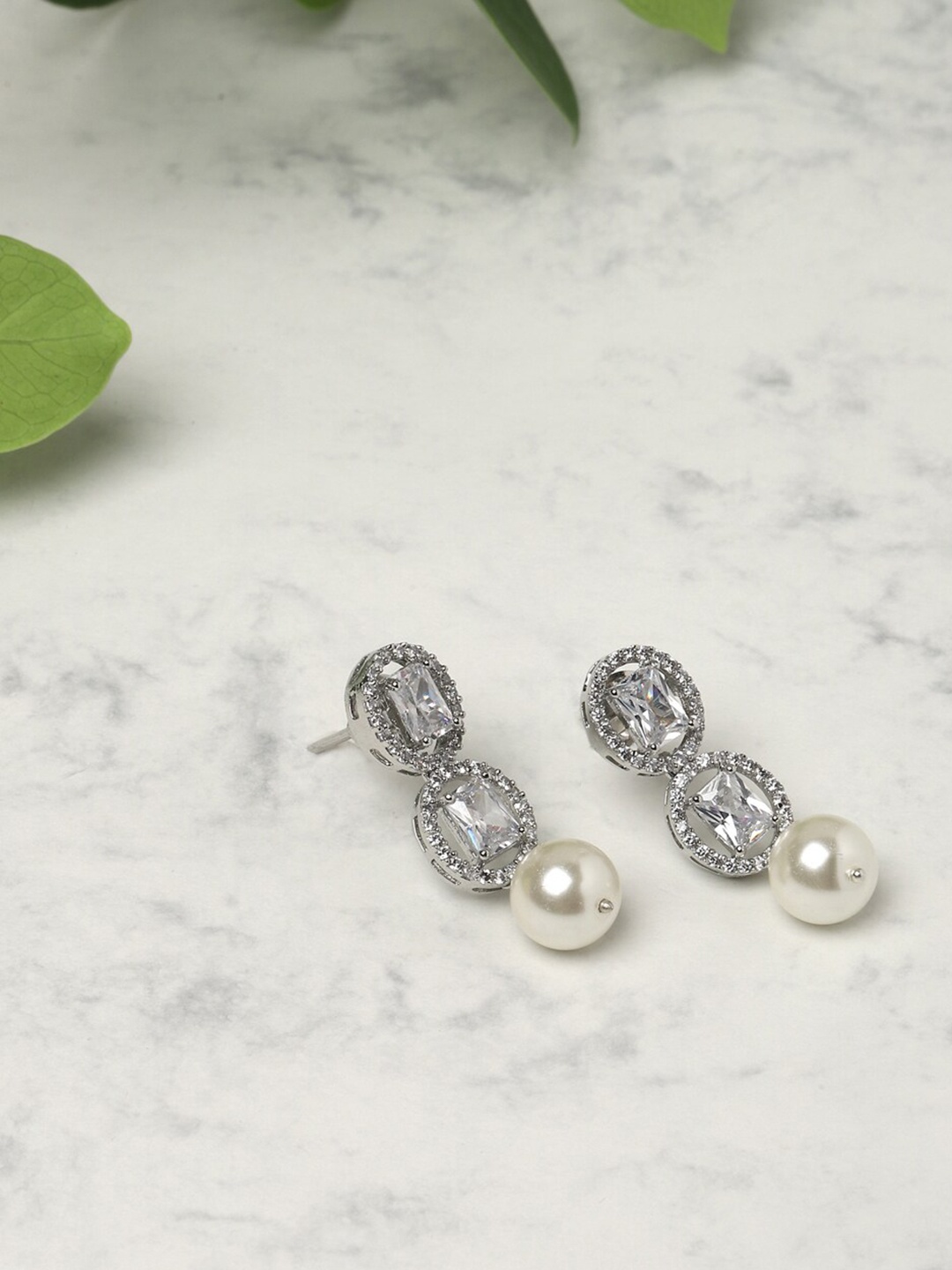 

RITU SINGH Silver-Toned Contemporary Hoop Earrings