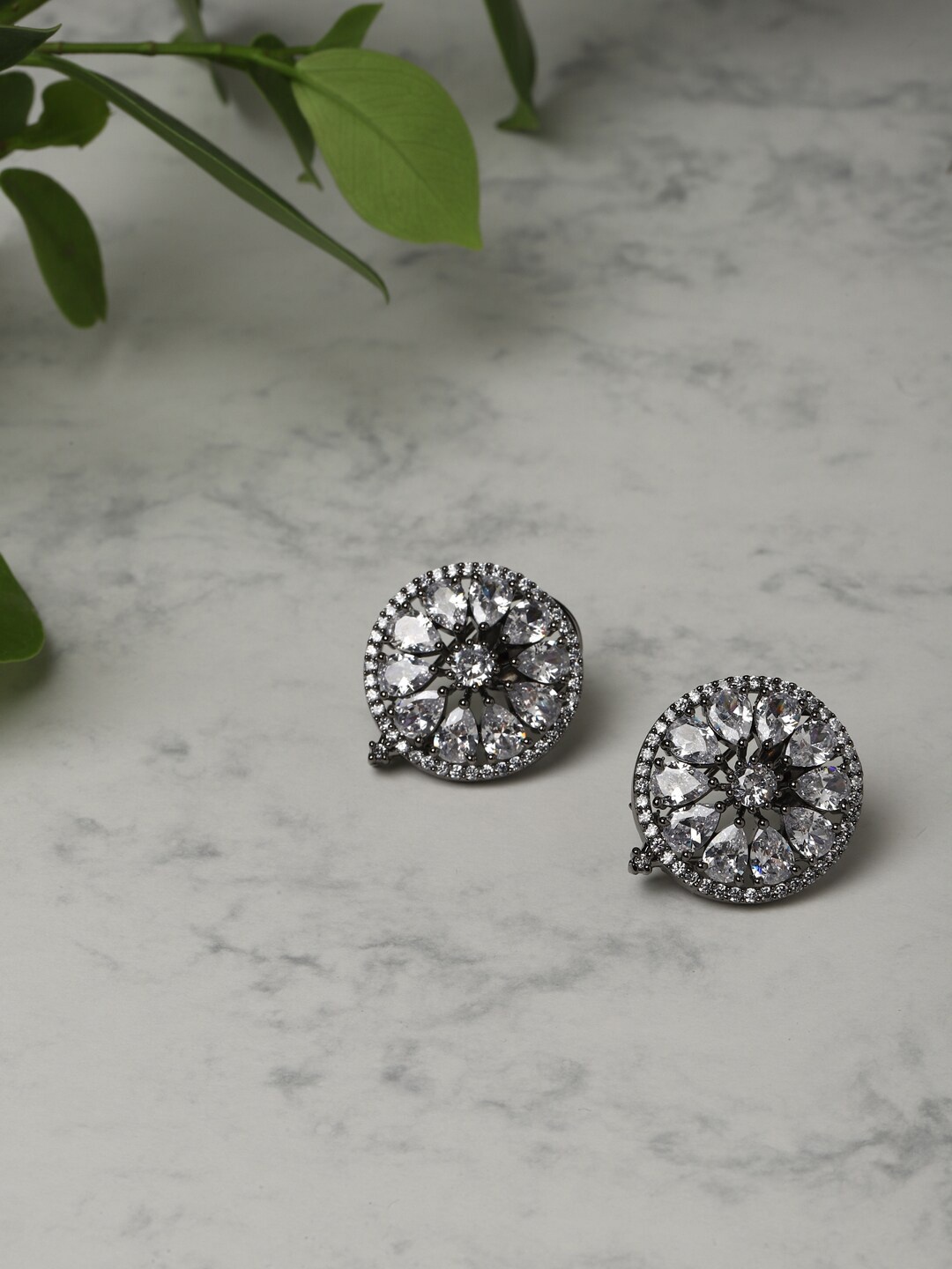 

RITU SINGH Silver-Toned Contemporary Studs Earrings