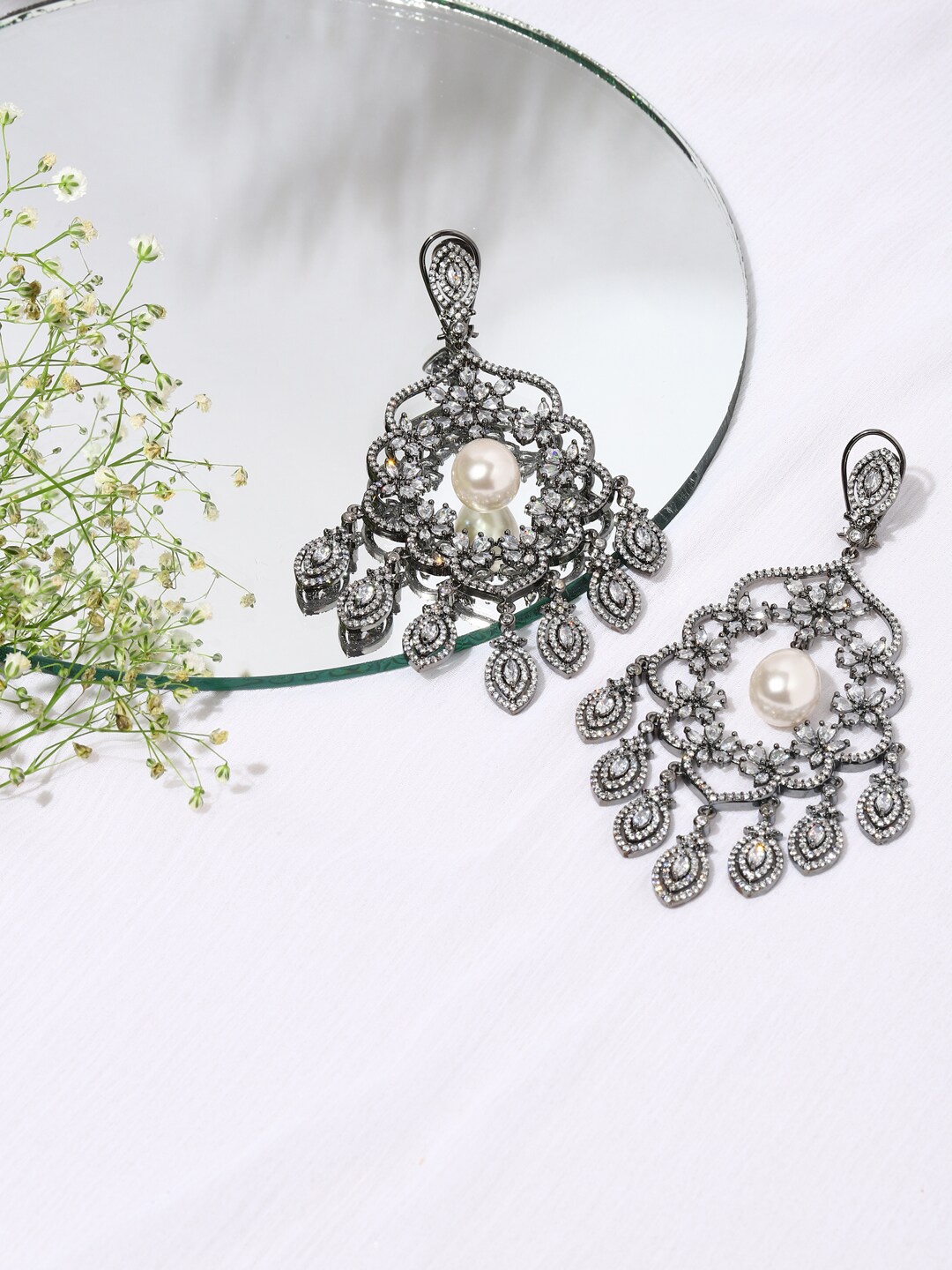 

RITU SINGH Grey Contemporary Drop Earrings