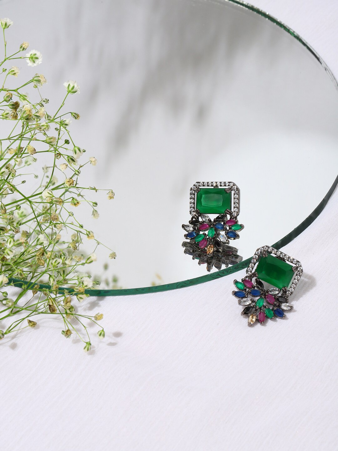 

RITU SINGH Green Contemporary Studs Earrings