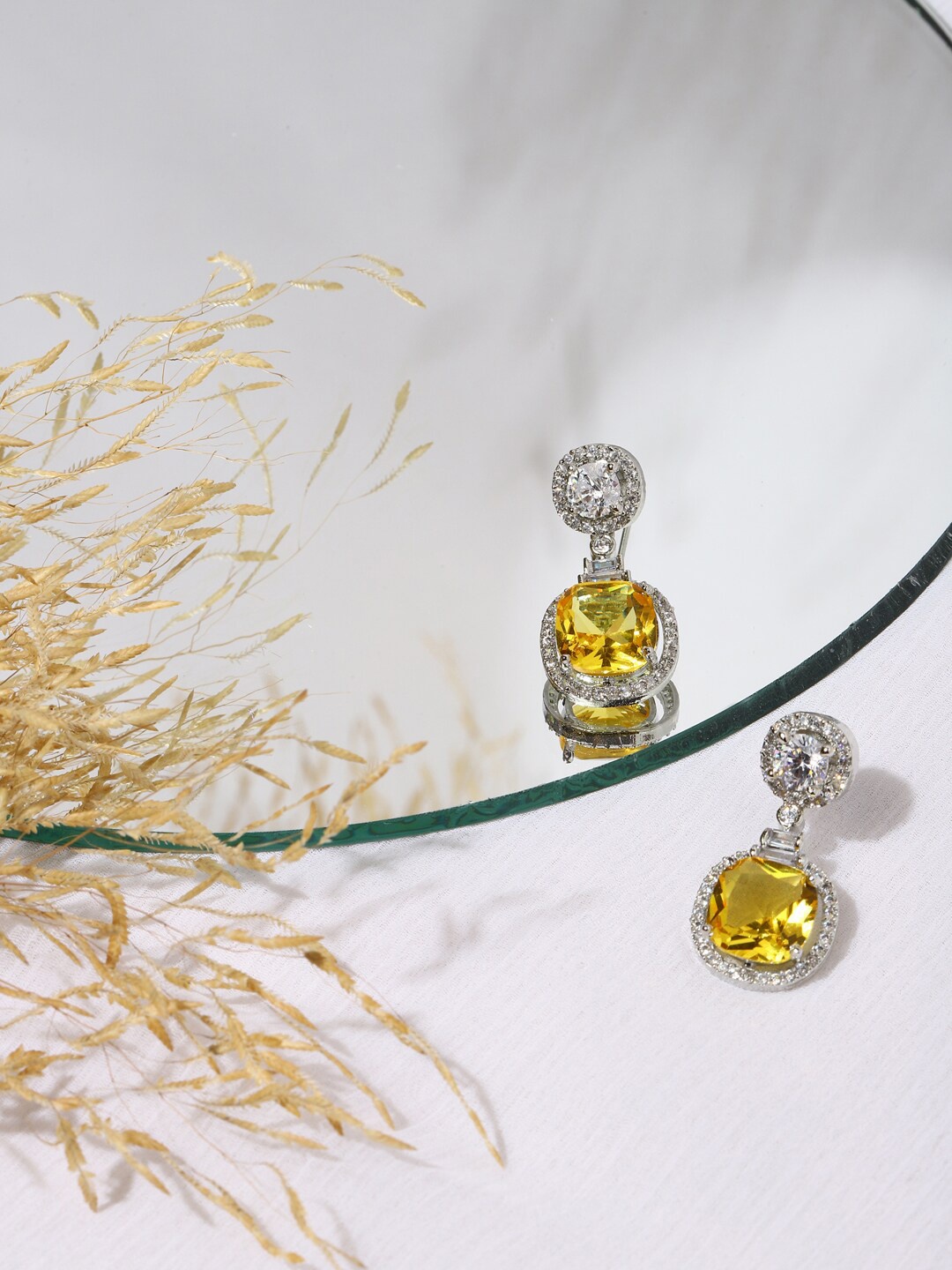 

RITU SINGH Yellow Contemporary Studs Earrings