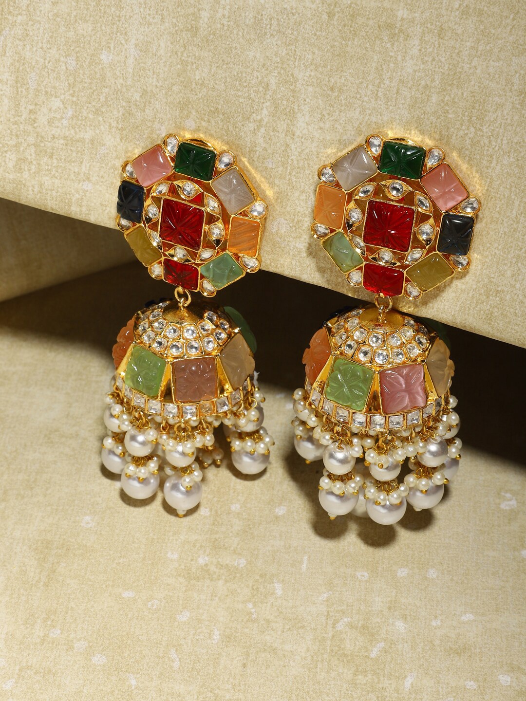 

RITU SINGH Multicoloured Contemporary Jhumkas Earrings, Multi