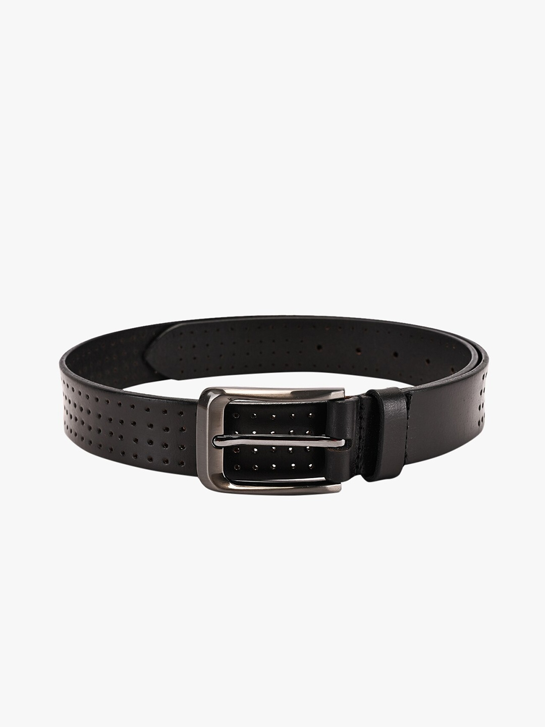 

BuckleUp Men Black Textured Leather Belt