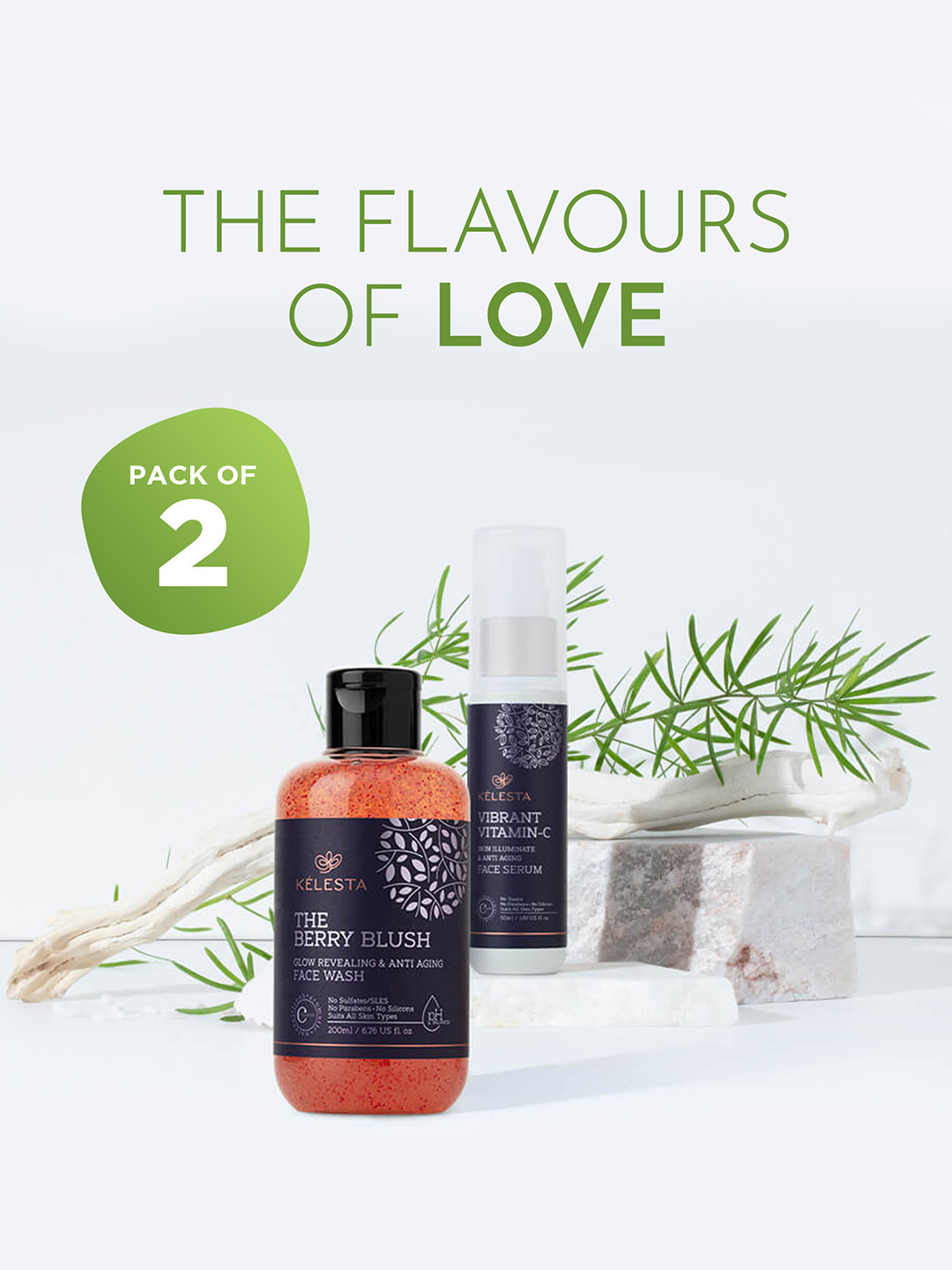 

KELESTA The Berry Blush Face Wash 200 ml + Vibrant Vitamin C Face Serum 50 ml, Orange