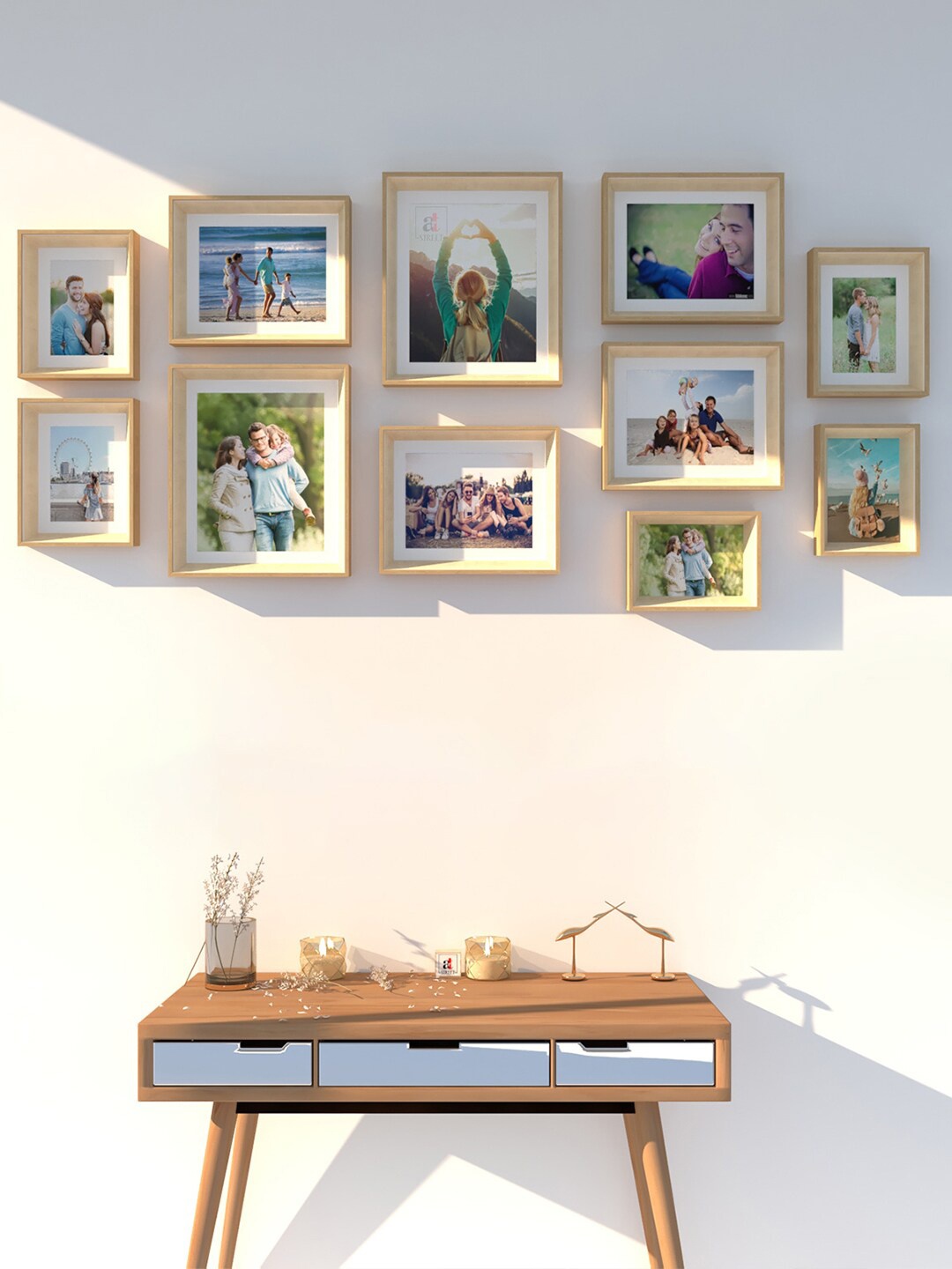

Art Street Set Of 11 Wall 3-D Photo Frames, Beige