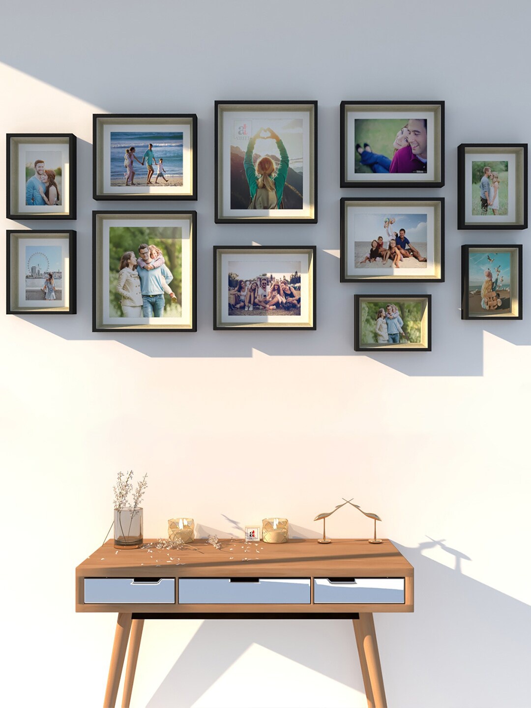 

Art Street Set Of 11 Wall 3-D Photo Frames, Black