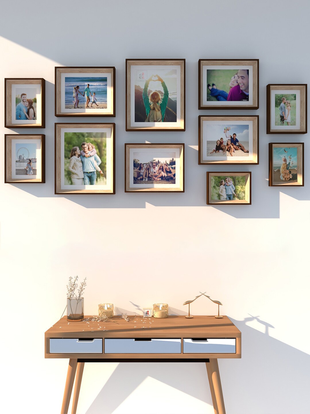 

Art Street Set Of 11 Wall 3-D Photo Frames, Brown