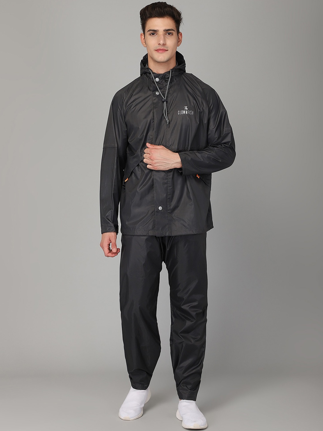 

THE CLOWNFISH Classic Pro Grey Solid Reversible Waterproof Rain Suit