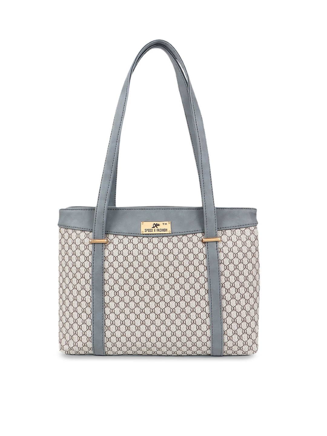 

SXF SPEED X FASHION Grey Structured Handheld Bag with Cut Work