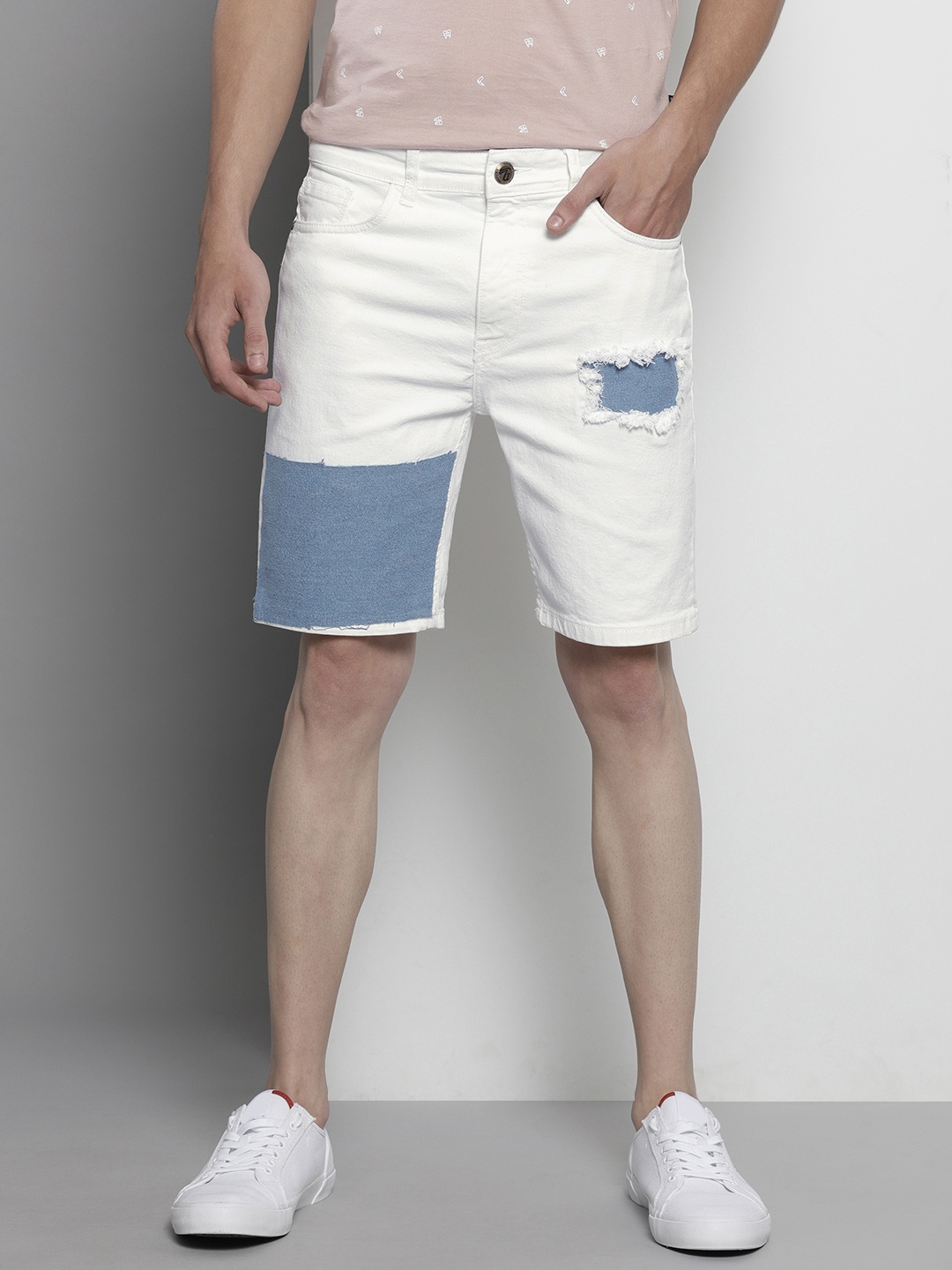 

The Indian Garage Co Men White Denim Shorts