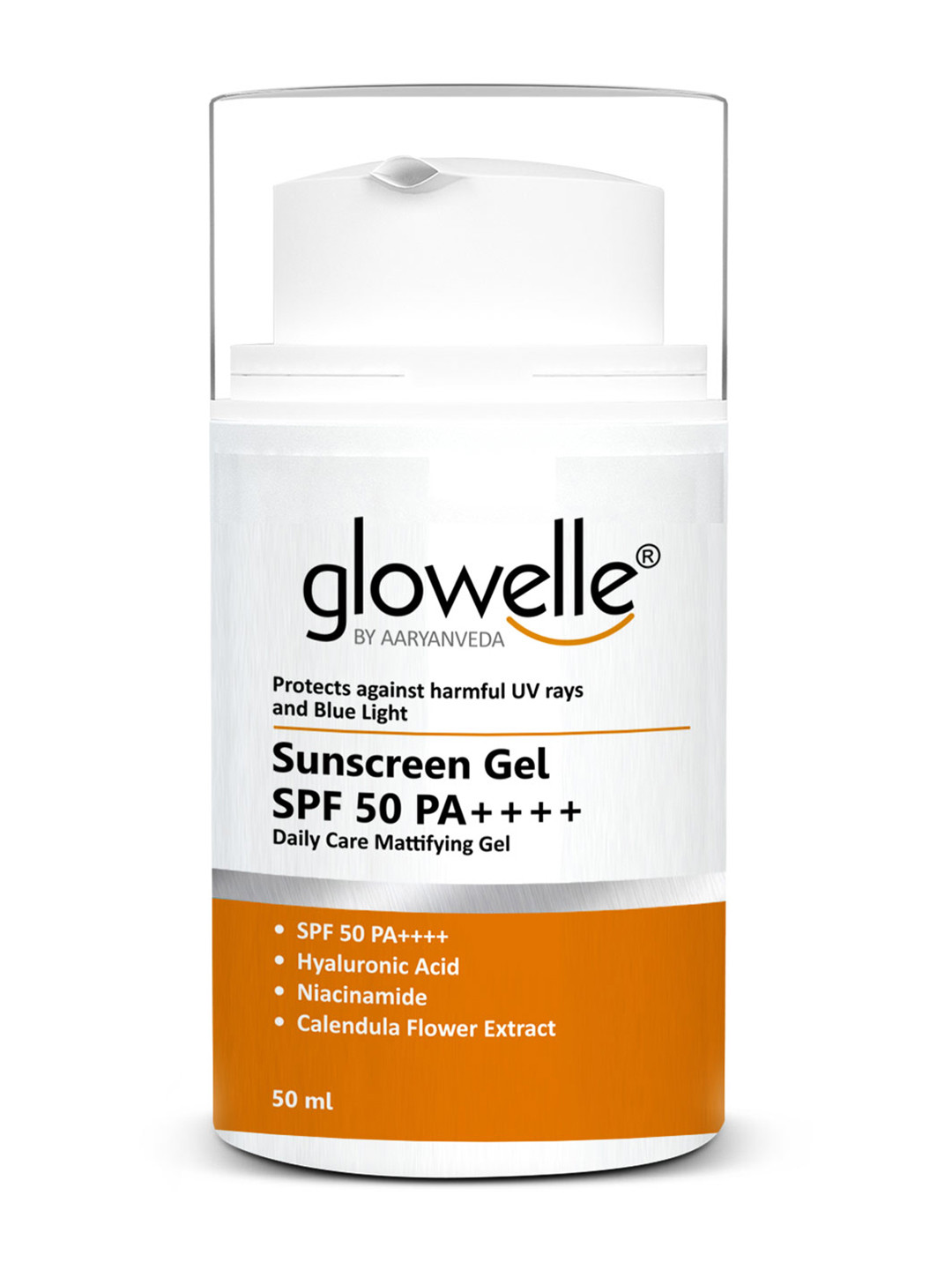 

Aryanveda Glowelle SPF 50 PA++++ Daily Care Mattifying Sunscreen Gel - 50 ml, White