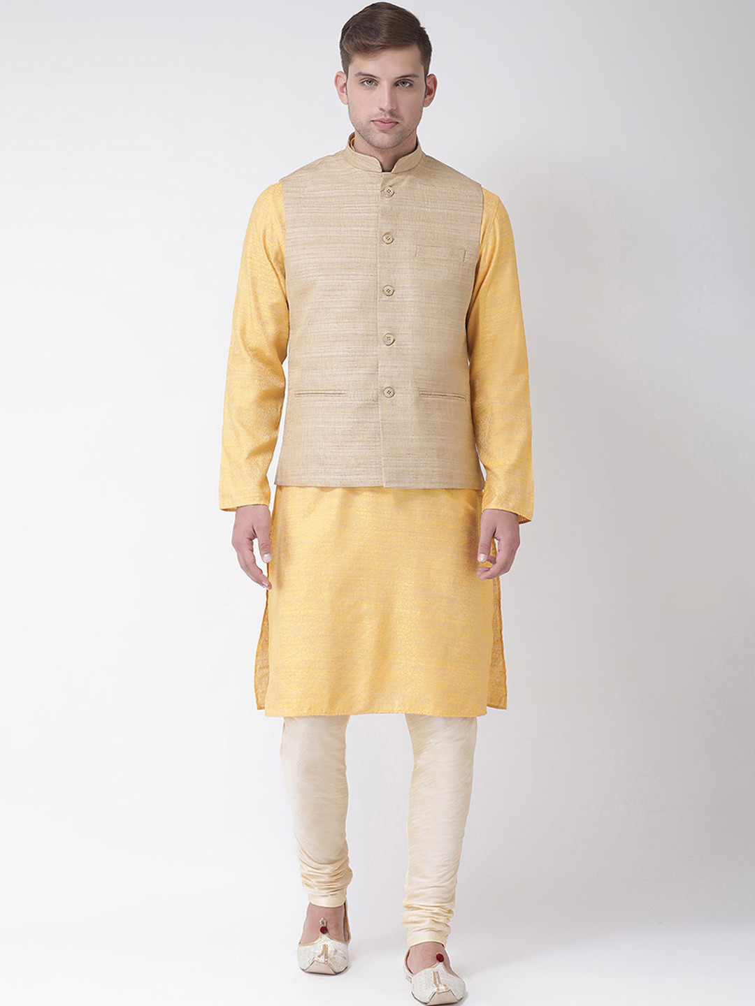 

TABARD Men Yellow Kurta with Churidar