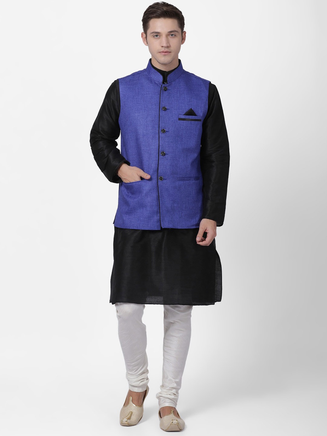 

TABARD Men Black Dupion Silk Kurta With Churidar