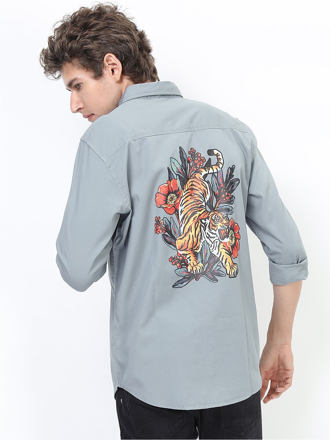 

KETCH Men Turquoise Blue Slim Fit Floral Printed Cotton Casual Shirt