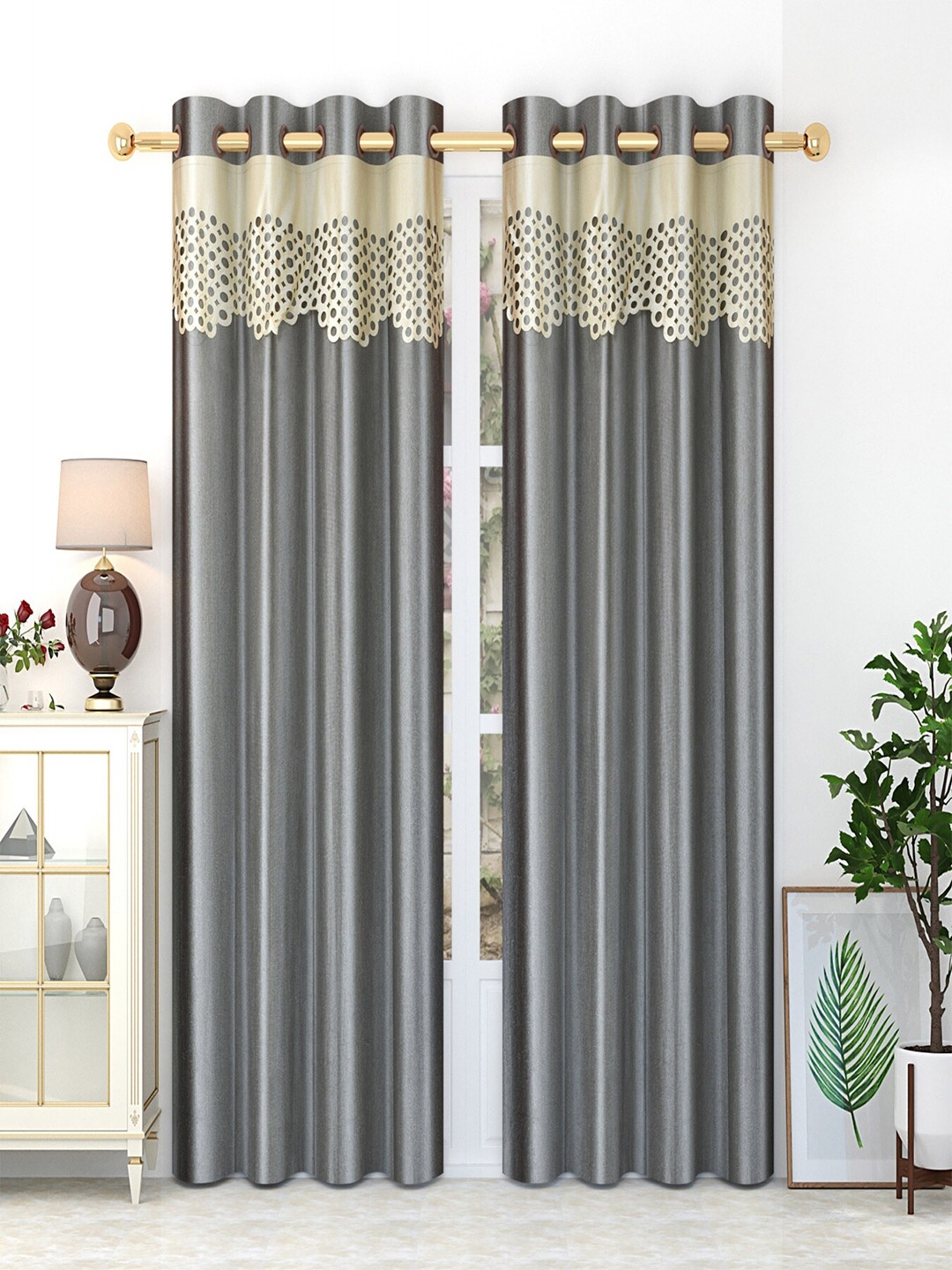 

Homefab India Grey Set of 2 Long Door Curtain