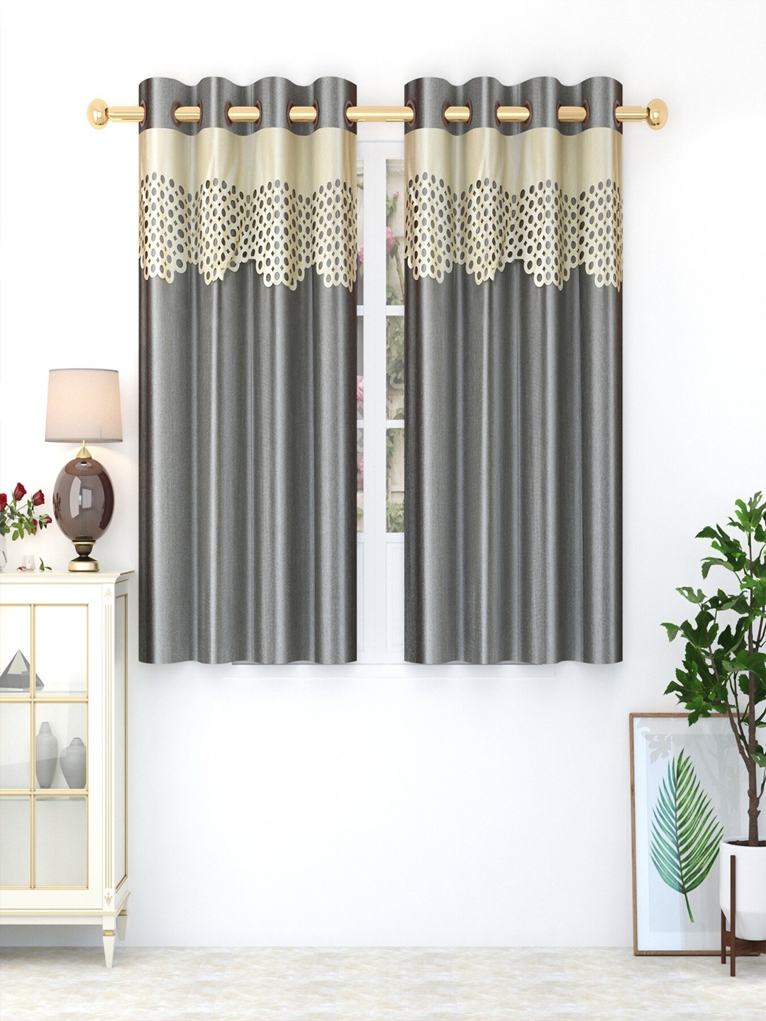 

Homefab India Grey Set of 2 Window Curtain