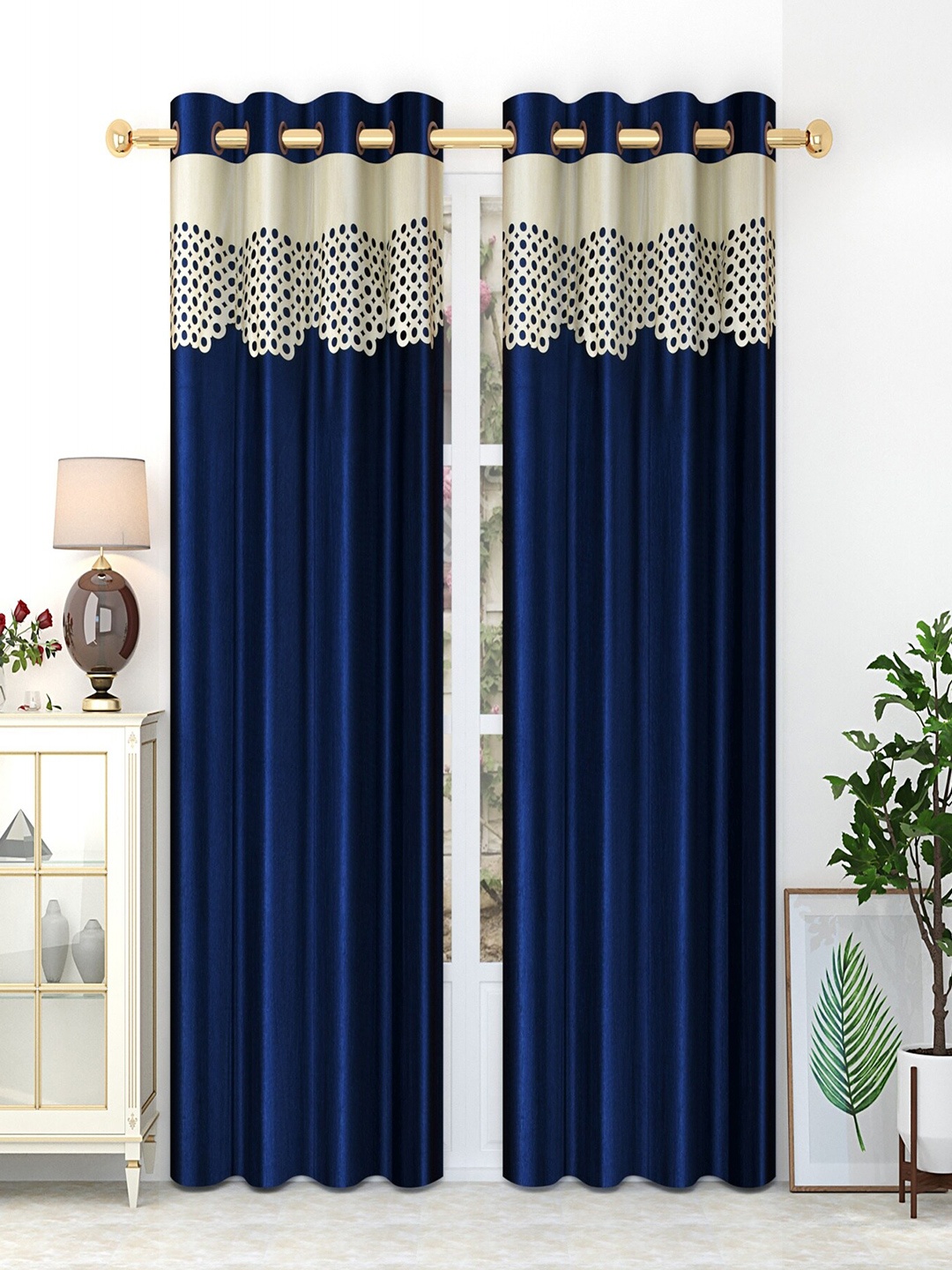 

Homefab India Navy Blue Set of 2 Long Door Curtain