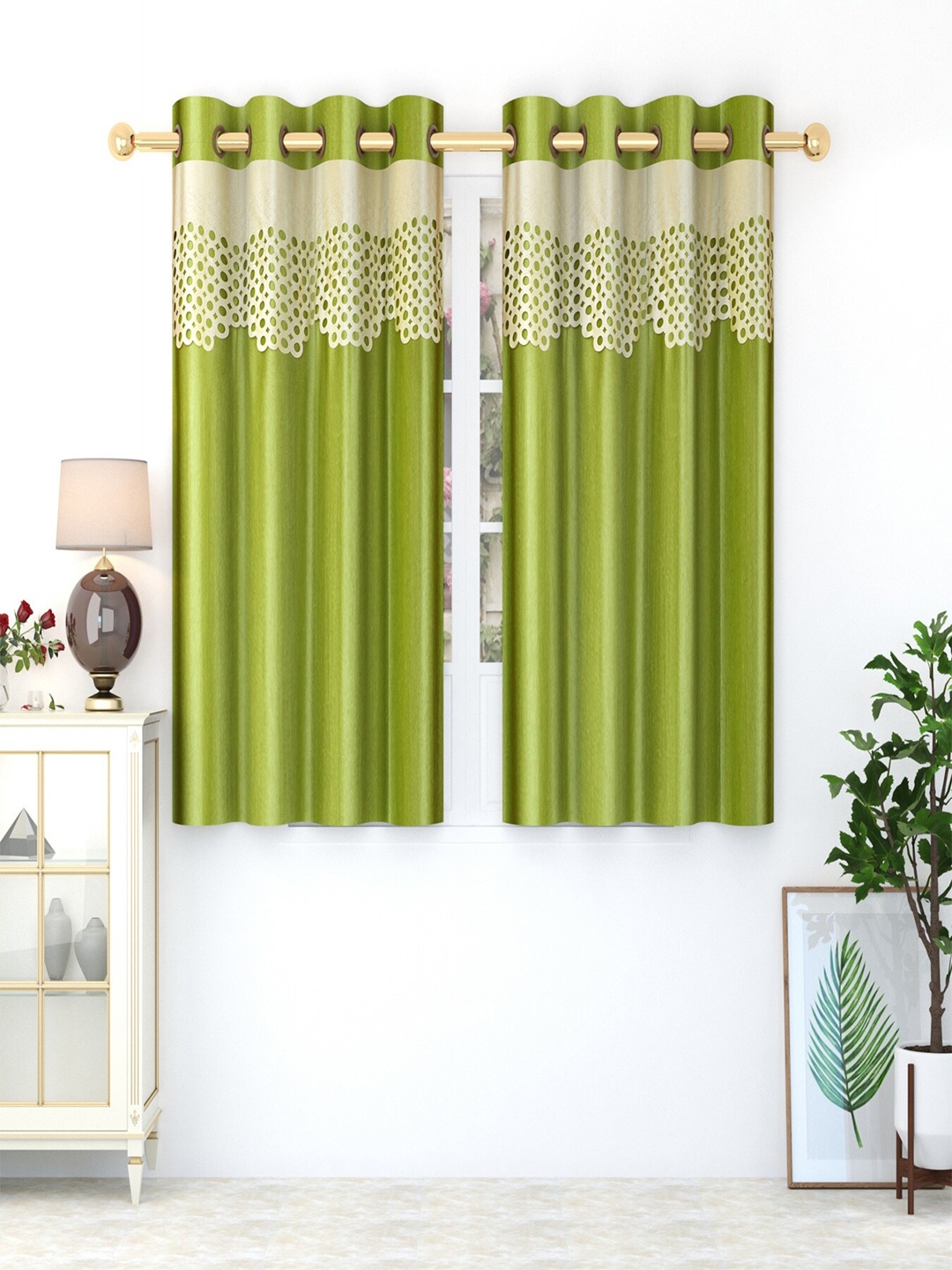 

Homefab India Green Set of 2 Window Curtain