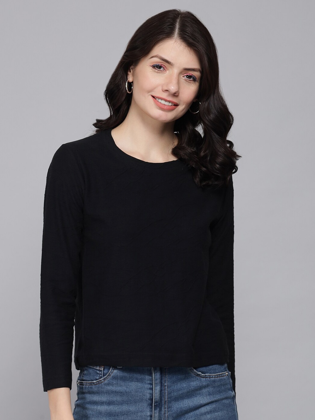 

ANTI CULTURE Women Black Solid Cotton T-shirt