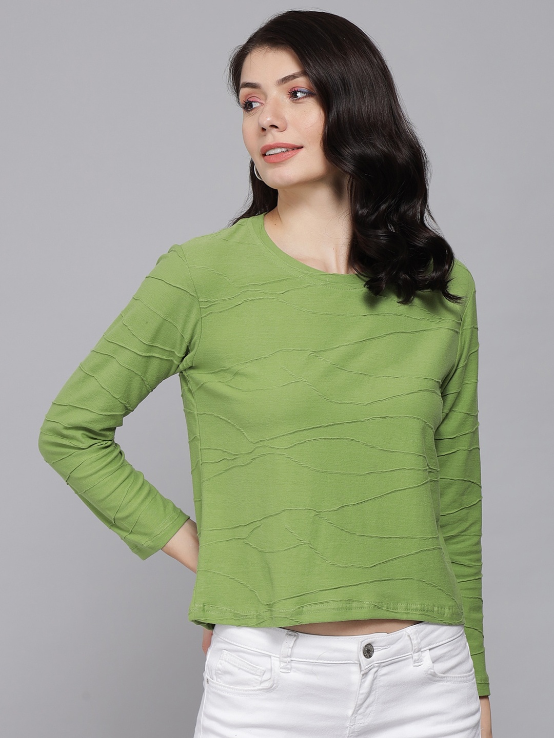 

ANTI CULTURE Women Green Round Neck T-shirt