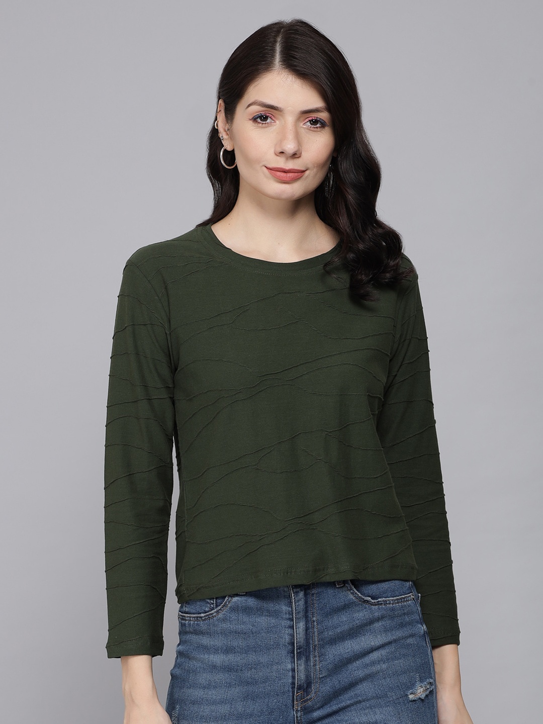 

ANTI CULTURE Women Olive Green T-shirt