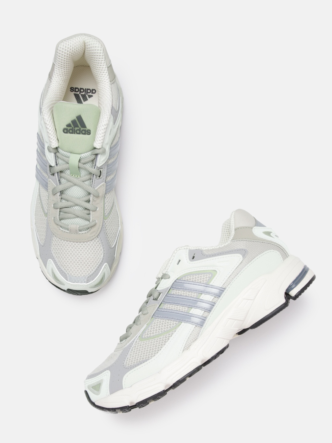 

ADIDAS Originals Men Off White & Mint Green Woven Design Response CL Sneakers