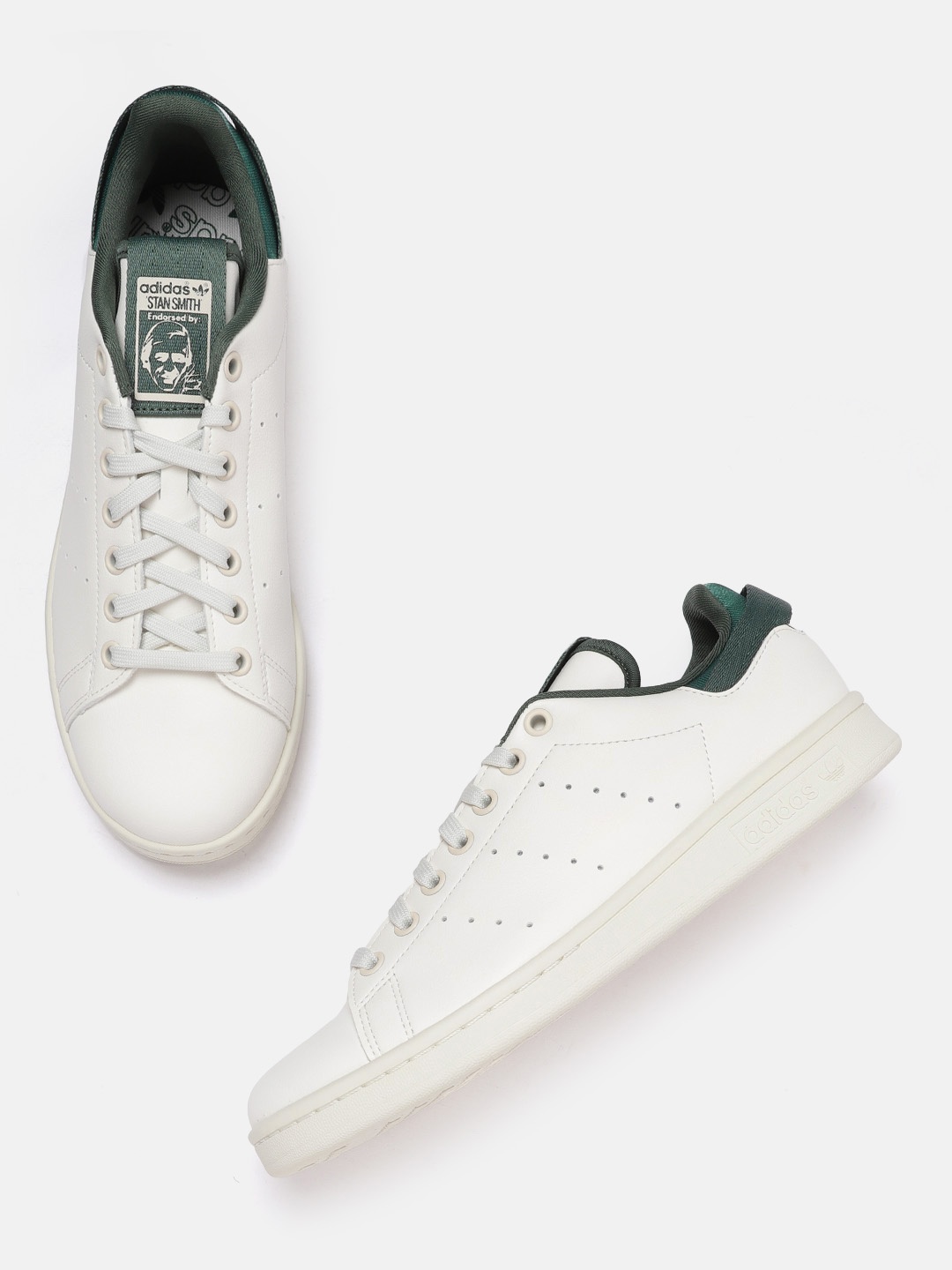 

ADIDAS Originals Men White & Green Perforations Stan Smith Sneakers