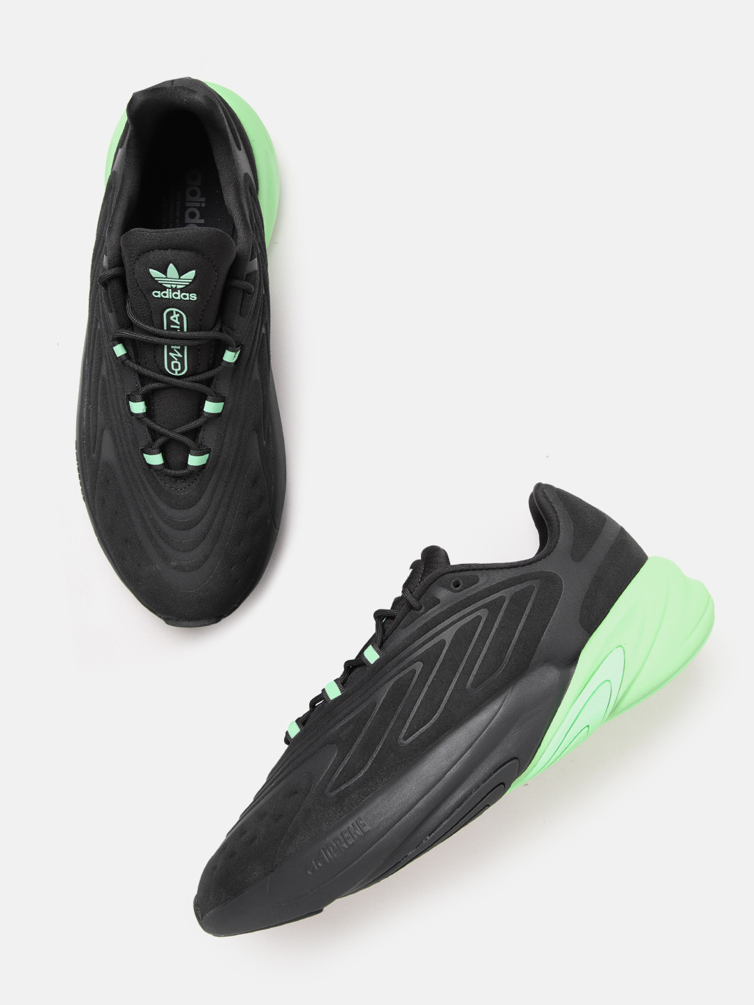 

ADIDAS Originals Men Black & Green Leather Ozelia Sneakers