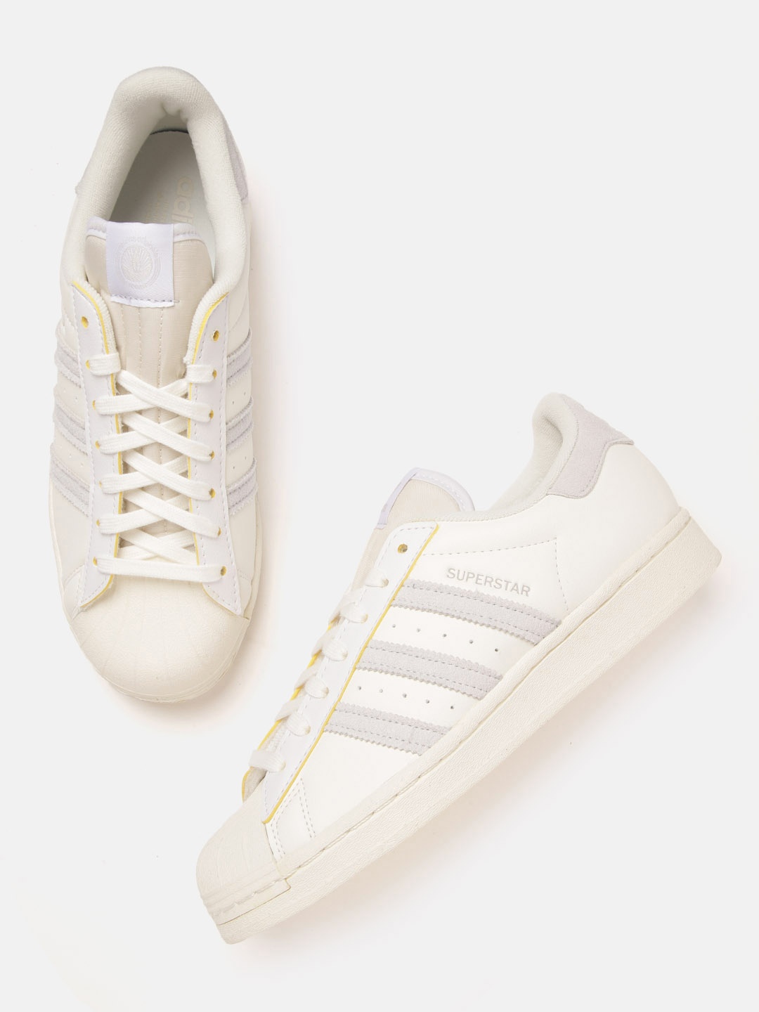 

ADIDAS Originals Men Cream-Coloured Perforated Superstar Vegan Icons Sneakers
